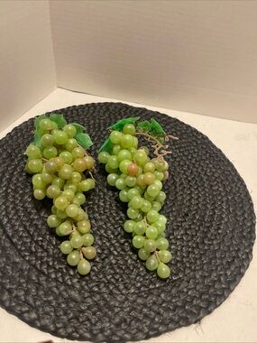 Vintage Realistic rubber Green Grape Decorative Sprays - Pair
